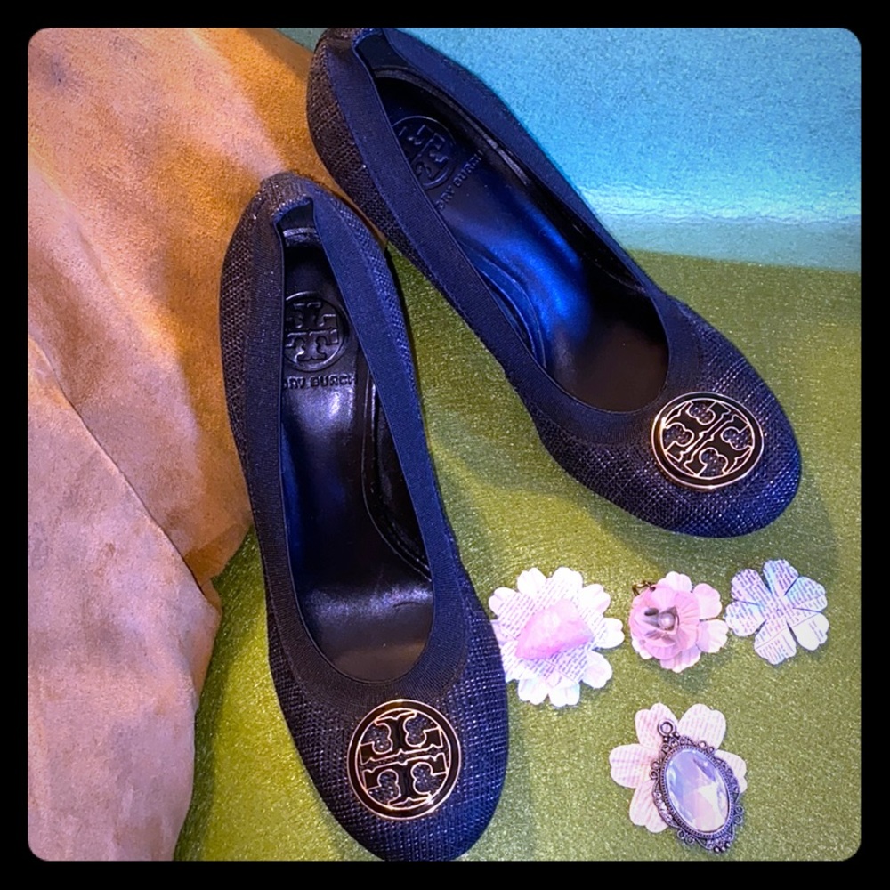 👠 Tory Burch Black Tweed Heels 👠